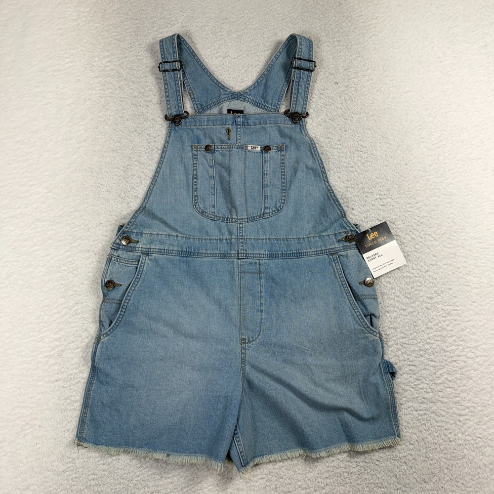 Lee Vintage Relaxed Denim Shortalls Overalls Medium Wash Blue Womens Size M NWT